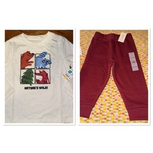 Garanimals Toddler Boys Size 2T New NWT Ruby Wine Jogger Pants Animal Shirt
